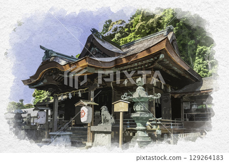 香川縣琴平町三保津姬神社金比羅先生的水彩畫 香川縣琴平町三保津姬神社金比羅先生的水彩畫 129264183