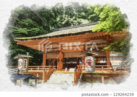 水彩風格金比羅山白峰神社（香川縣金刀比羅町） 129264239