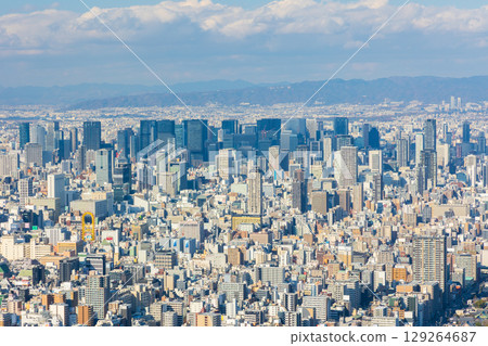 Osaka cityscape Abeno Harukas Harukas 300 looking towards Umeda 129264687