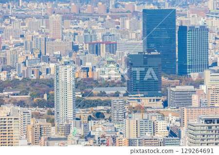 大阪城市景觀 阿倍野 Harukas 從 Harukas 300 眺望大阪城 129264691