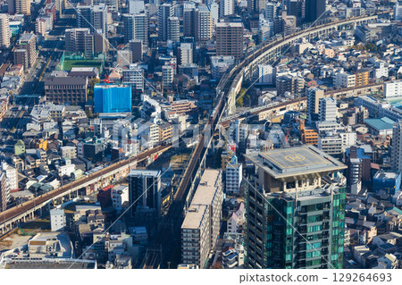 大阪城市景觀：阿倍野 Harukas，從 Harukas 300 眺望 129264693