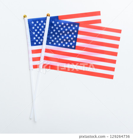 american wave flag texture isolated on white background, USA 129264736