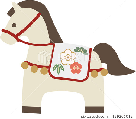 可愛的日式馬插畫素材 129265012