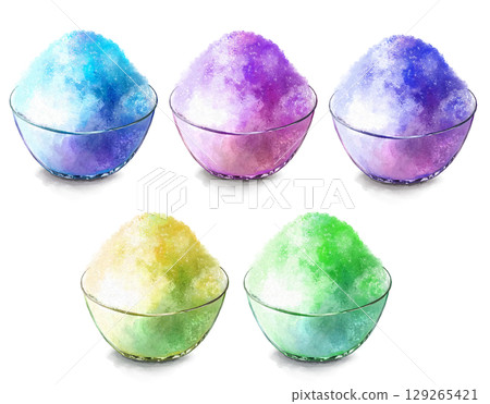 Colorful shaved ice illustration set 129265421