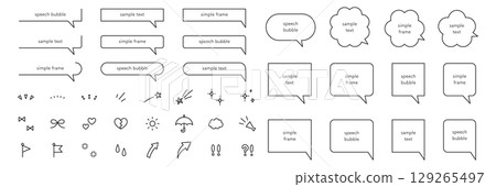 簡單語音氣泡和圖示的向量插圖集。語音氣泡、框架、裝飾材料、裝飾品、集中式線條 129265497