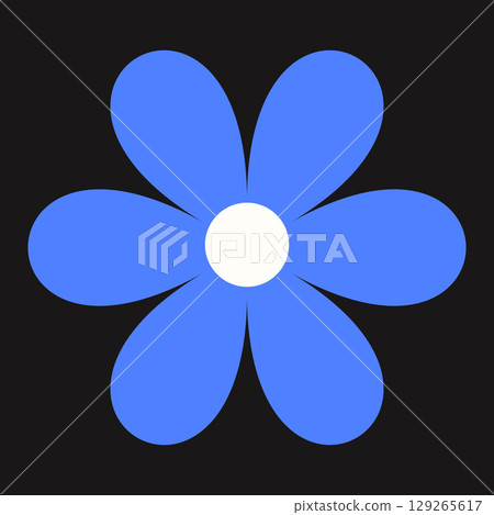 Flat blue daisy with clean contours and retro influence. The vibrant bloom adds a fresh, minimal touch to any composition. Flat blue daisy with clean contours and retro influence. The vibrant bloom adds a fresh, minimal touch to any composition. 129265617