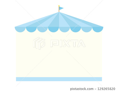 簡單可愛的馬戲團風格帳篷框架,藍色 簡單可愛的馬戲團風格帳篷框架,藍色 129265820