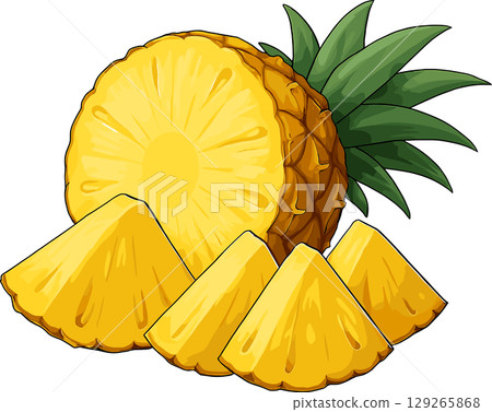 Illustration of a cut pineapple 129265868