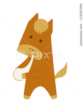 New Year's card/Simple horse character eating rice cakes New Year's card/Simple horse character eating rice cakes 129265906