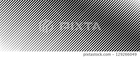 Halftone diagonal line gradient texture. Black oblique striped gradation background. Repeated slanted strokes pattern backdrop. Vibrating parallel linear wallpaper. Vanish tilt moire overlay. Vector 129266049