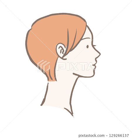 Hand-drawn illustration of a young woman's profile 129266137