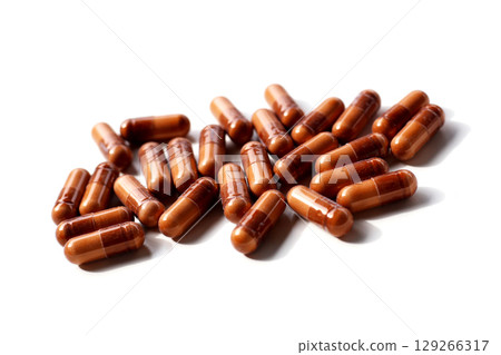 Brown collagen capsules for skin health. 129266317