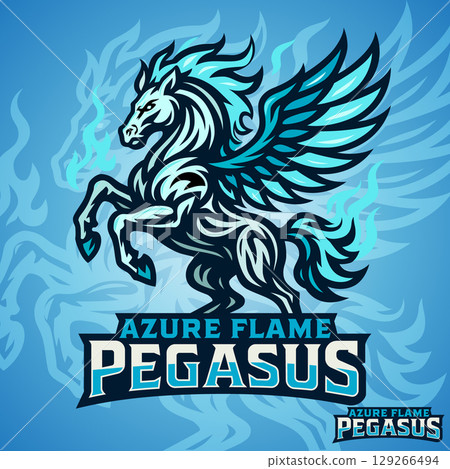 Logo E-Sport Azure Flame Pegasus. vector illustration 129266494