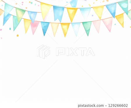 A simple and warm background image with a gentle watercolor garland swaying 129266602