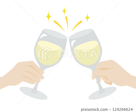 White wine toast illustration 129266624