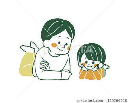 Parent and child smiling at each other - 4 colors Parent and child smiling at each other - 4 colors 129266928