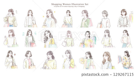 享受購物的女性插畫集 129267115
