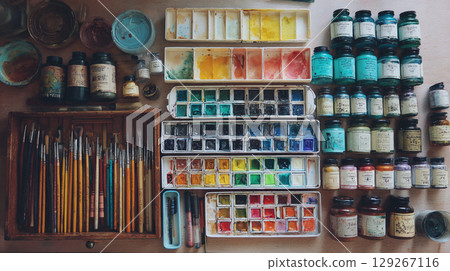 Brush and paint 129267116