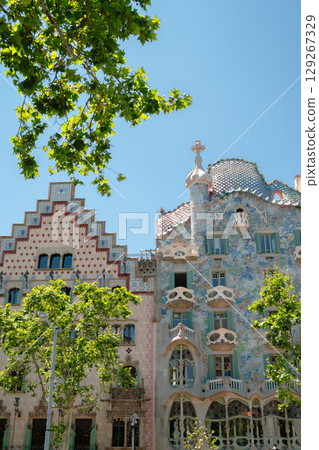Exterior Architecture of Gaudi Casa Batllo in Barcelona, Spain Exterior Architecture of Gaudi Casa Batllo in Barcelona, Spain 129267329