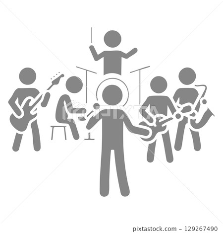 Pictogram of people playing in a live band 129267490