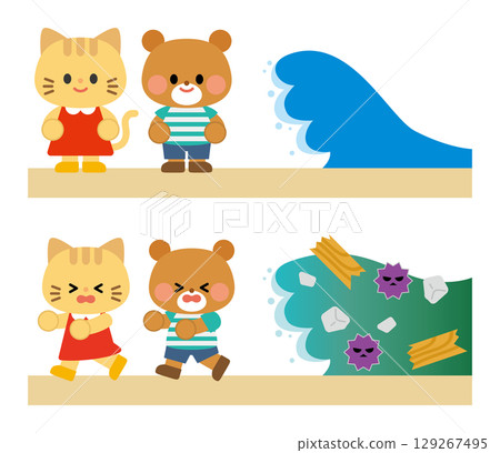 Disaster Prevention Illustration Tsunami Danger 04 Disaster Prevention Illustration Tsunami Danger 04 129267495