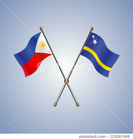 Philippines and Curacao flag. Vector Illustration 129267498