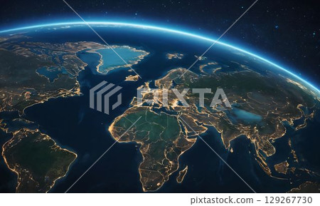 Earth-centered space image, illustration 129267730