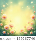 Pink flower background with light shining / AI illustration 129267740