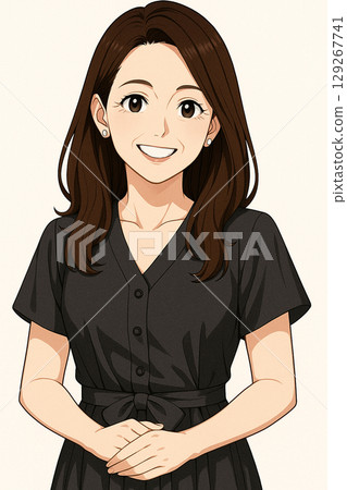 Smiling woman in her 50s / AI illustration Smiling woman in her 50s / AI illustration 129267741