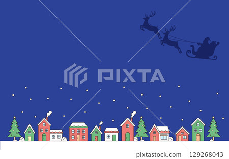 Simple line drawing of a Christmas townscape 129268043