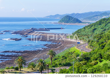 Miyazaki Prefecture Nichinan Coast: Oni no Sentakuita (Devil's Washboard) as seen from Phoenix Roadside Station 129268110