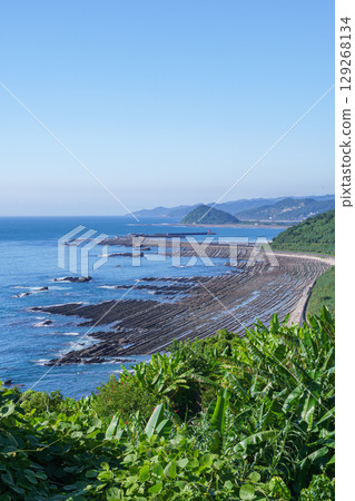 從宮崎縣日南海岸的鳳凰道之站眺望的“鬼之搓衣板” 從宮崎縣日南海岸的鳳凰道之站眺望的“鬼之搓衣板” 129268134