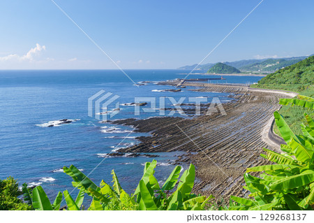 Miyazaki Prefecture Nichinan Coast: Oni no Sentakuita (Devil's Washboard) as seen from Phoenix Roadside Station Miyazaki Prefecture Nichinan Coast: Oni no Sentakuita (Devil's Washboard) as seen from Phoenix Roadside Station 129268137