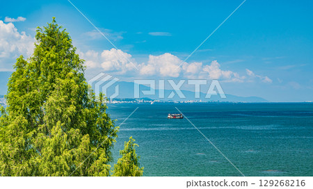 View from Lake Biwa Nagisa Park, Otsu City, Shiga Prefecture View from Lake Biwa Nagisa Park, Otsu City, Shiga Prefecture 129268216