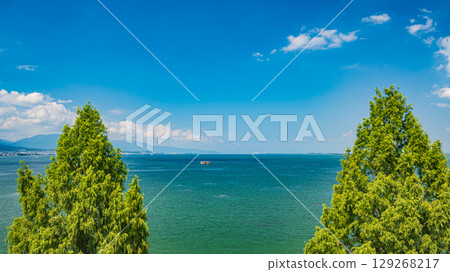 View from Lake Biwa Nagisa Park, Otsu City, Shiga Prefecture 129268217