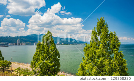 View from Lake Biwa Nagisa Park, Otsu City, Shiga Prefecture 129268220