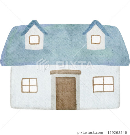 可愛的水彩房子插圖 129268246