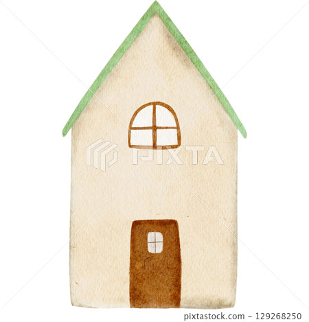 Cute watercolor house illustration 129268250