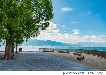 Summer scenery at Lake Biwa Nagisa Park, Otsu City, Shiga Prefecture 129268264