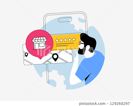 Reputation monitoring dashboard with AI-driven brand tracking, review analytics and sentiment insights. Improve credibility using local reputation monitoring dashboard vector illustration 129268297