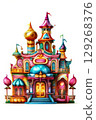 an AI Image Generator, Colored Cartoon Building With Whimsical Architecture and Creative Details 129268376