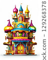 an AI Image Generator, Colored Cartoon Building With Whimsical Architecture and Creative Details 129268378