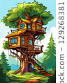 an AI Image Generator, Enchanting Treehouse Retreat With Wooden Details 129268381