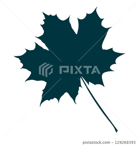 Hand-drawn maple leaf silhouette isolated on white background. Flat style vector illustration.  129268393