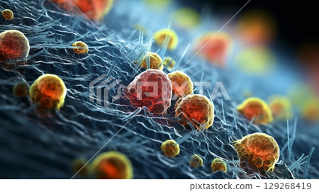 Close-up images of mold, bacteria, and viruses 129268419