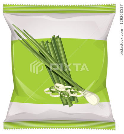 Green Onion Snack Packaging Vector Illustration 129268537