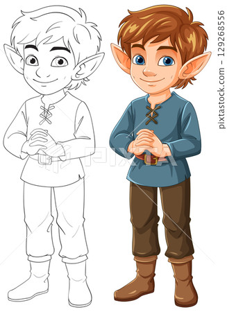 Charming Elf Character in Vector Illustration Charming Elf Character in Vector Illustration 129268556
