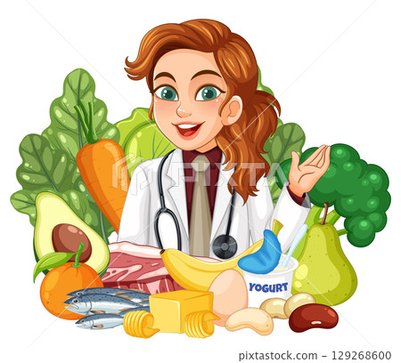 Nutritionist Recommending Healthy Foods and Balanced Diet 129268600