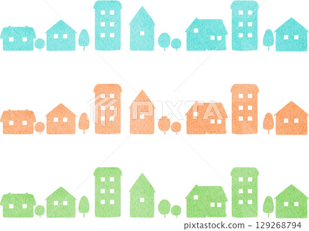 用水彩畫的城市景觀的插圖 129268794