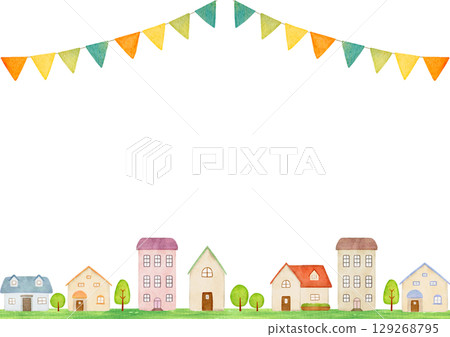 Illustration of the cityscape drawn in watercolor Illustration of the cityscape drawn in watercolor 129268795